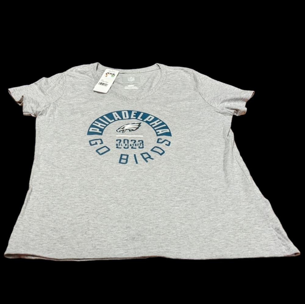 NFL Team Apparel Womens Primed Tourney Philadelphia Eagles Go Birds Playoff Tee